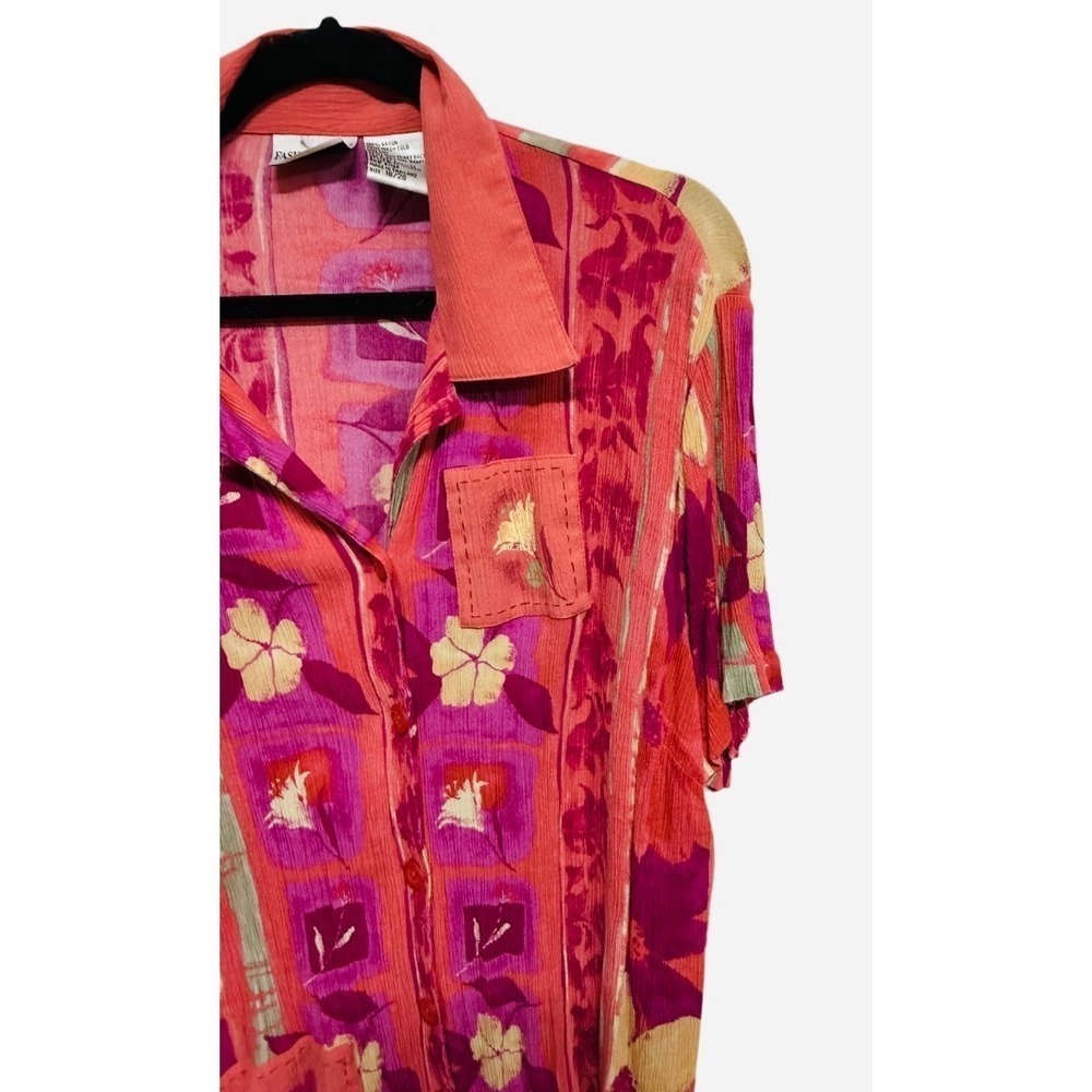 Fashion Bug Hawaiian Floral Collared Button Up Size 18/20 Plus Size 2000's - Picture 3 of 6